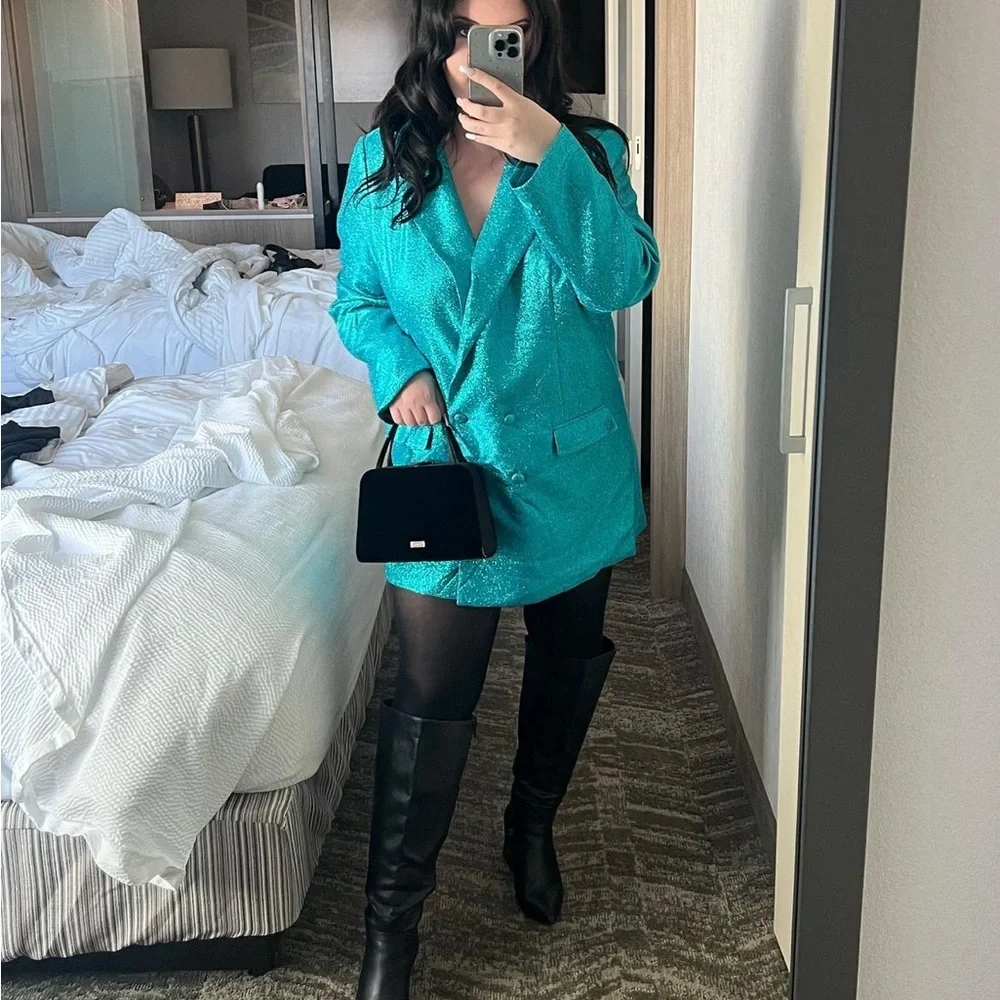 Meshki glitter oversized blazer mini dress